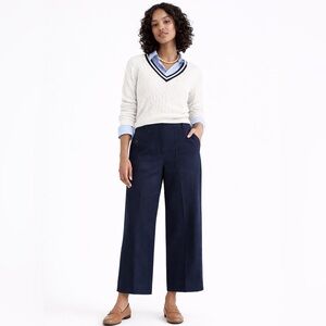 J.CREW Sydney wide-leg pant Navy Blue Tall cotton blend Preppy Classic Sz 10T